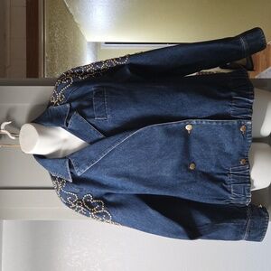 VTG PIA RUCCI Embellished Denim Jacket with Gold Accents